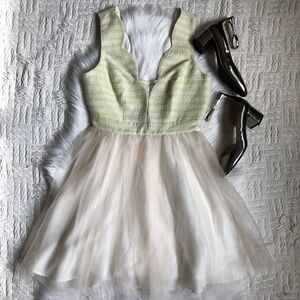 BCBGeneration Scalloped-Edge Tulle Open Back Dress